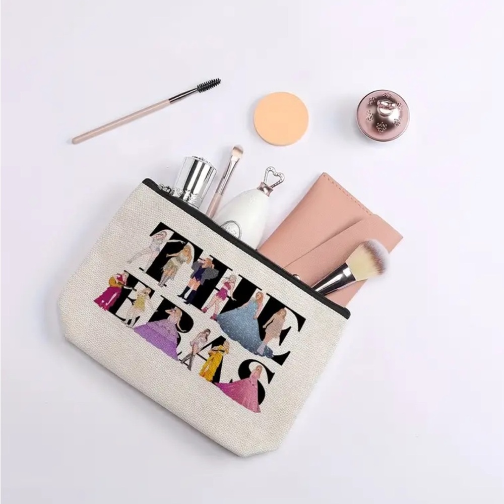 Vibrant Canvas Cosmetic Bag with Colorful Text